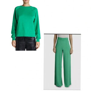 ! Maison Ullens women's green-blue reversible cashmere sweater and pants s…